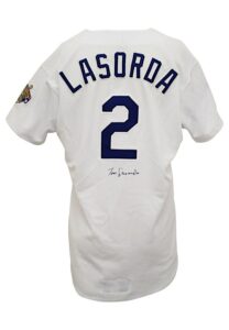 1996 Tommy Lasorda Los Angeles Dodgers Manager-Worn & Autographed Home Jersey