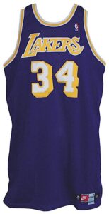 1997-1998 Shaquille O’Neal Los Angeles Lakers Game-Used Road Jersey