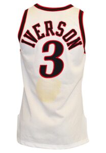 1997-98 Allen Iverson Philadelphia 76ers Game-Used & Autographed Home Jersey (JSA)