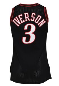 1997-98 Allen Iverson Philadelphia 76ers Game-Used Black Alternate Jersey