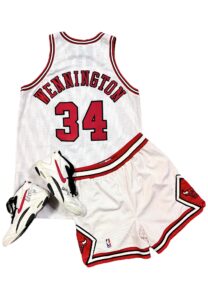 1997-98 Bill Wennington Chicago Bulls Game-Used & Autographed Uniform With Shoes