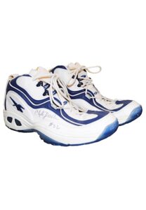 1997-98 Clyde Drexler Houston Rockets Game-Used & Dual Autographed Sneakers Attributed To Final NBA Game