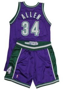 1997-98 Ray Allen Milwaukee Bucks Game-Used Road Uniform