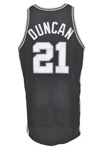 1997-98 Tim Duncan Rookie San Antonio Spurs Game-Used & Autographed Road Uniform