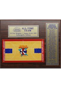 1997 Dan Issel’s Personal 30 Year All-Time ABA Team Plaque