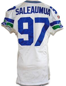 1997 Dan Saleaumua Seattle Seahawks Game-Used Road Jersey