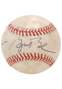 1997 George W. Bush Game-Used & Single-Signed Jackie Robinson Day Baseball