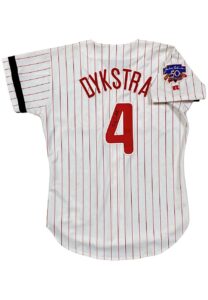 1997 Lenny Dykstra Philadelphia Phillies Game-Issued & Autographed Home Jersey