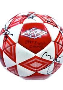 1997 Manchester United Team-Signed Soccer Ball Including Cantona & Giggs