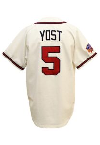 1997 Ned Yost Atlanta Braves Coaches-Worn Home Jersey