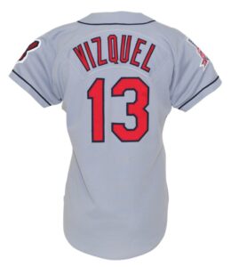 1997 Omar Vizquel Cleveland Indians Game-Used Road Jersey