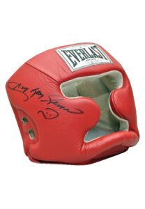 1997 Sugar Ray Leonard Training Worn & Autographed Headgear for Hector Camacho Fight