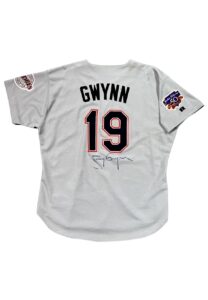 1997 Tony Gwynn SD Padres Hits 2,762-2,763 Game-Used & Signed Road Jersey