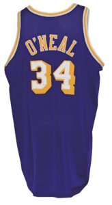 1998-1999 Shaquille O’Neal Los Angeles Lakers Game-Used Road Jersey