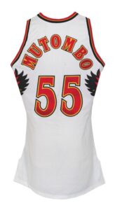 1998-99 Dikembe Mutumbo Atlanta Hawks Game-Used & Autographed Home Jersey