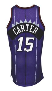 1998-99 Vince Carter Rookie Toronto Raptors Game-Used & Autographed Road Uniform