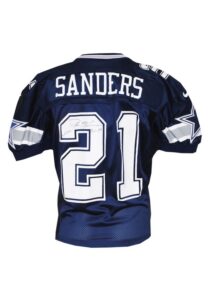 1998 Deion Sanders Dallas Cowboys Game-Issued & Autographed Blue Jersey