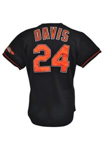 1998 Eric Davis Baltimore Orioles Game-Used Black Alternate Jersey