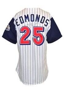 1998 Jim Edmonds Anaheim Angels Game-Used & Autographed Home Jersey