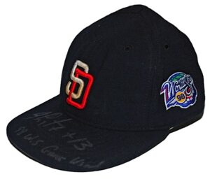 1998 Jim Leyritz San Diego Padres World Series Game-Used & Autographed Cap