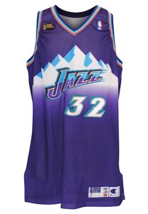 1998 Karl Malone Utah Jazz NBA Finals Game-Used Road Jersey