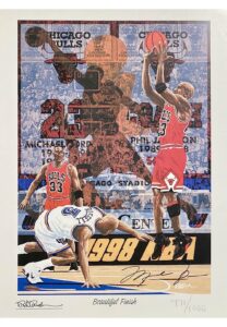 1998 Michael Jordan Chicago Bulls Signed “Beautiful Finish” LE Painting By Rick Rush