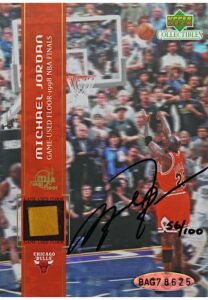 1998 Michael Jordan NBA Finals “Last Shot” Autographed LE Oversized Card With Game-Used Floor Piece