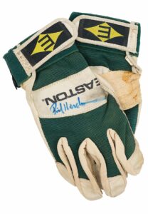 1998 Rickey Henderson Oakland A’s Game-Used & Autographed Batting Gloves