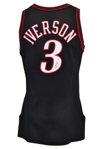 1999-00 Allen Iverson Philadelphia 76ers Game-Used & Autographed Black Alternate Jersey (JSA)