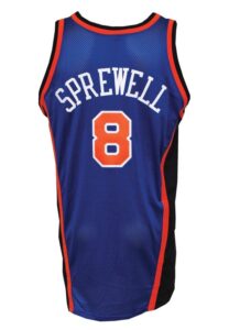 1999-00 Latrell Sprewell New York Knicks Game-Used & Autographed Home Jersey