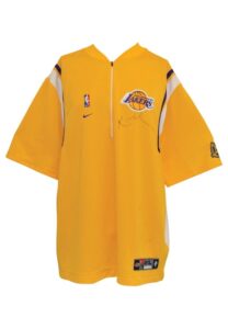 1999-00 Los Angeles Lakers NBA Finals Dual Autographed Home Shooting Shirt Attributed To Kobe Bryant