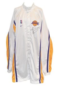 1999-00 Los Angeles Lakers Sunday White Alternate Player-Worn & Autographed Home Warmup Suit Attributed To Shaquille O’Neal