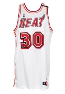 1999-00 Mark Strickland Miami Heat Preseason Game-Used Home Jersey