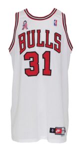 1999-2000 Ron Artest Rookie Chicago Bulls Game-Used Road Jersey, 2000-2001 Ron Mercer Chicago Bulls Game-Used ….