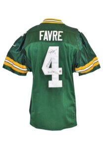 1999 Brett Favre Green Bay Packers “3 In A Row” Autographed MVP Home Game Jersey