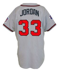 1999 Brian Jordan Atlanta Braves Game-Used & Autographed World Series Road Jersey