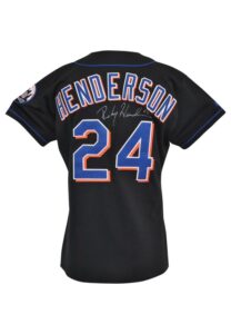 1999 Rickey Henderson New York Mets Game-Used & Autographed Black Alternate Jersey