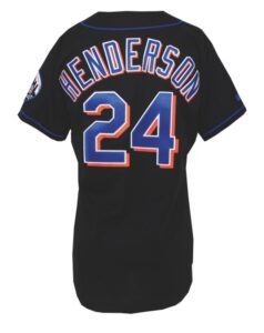 1999 Rickey Henderson NY Mets Game-Used Black Road Alternate Jersey