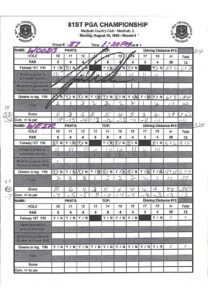 1999 Tiger Woods Signed PGA Championship Sunday Scoresheet With Provenance