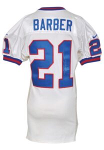 1999 Tiki Barber New York Giants Game-Issued & Autographed Road Jersey