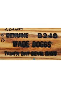 1999 Wade Boggs Tampa Bay Devil Rays Game-Used & Autographed Bat