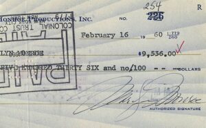 2/16/1960 Marilyn Monroe Autographed Partial Check