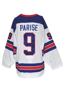 2/21/2010 Zach Parise Team USA Olympics Game-Used Retro White Jersey & Socks