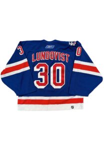 2/22/2009 Henrik Lundqvist NY Rangers Harry Howell & Andy Bathgate Night Player Worn & Signed Warmup Jersey