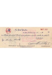 2/24/1978 Mickey Mantle NY Yankees Endorsed Payroll Check