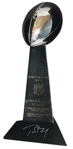 2/3/2002 Super Bowl XXXVI Tom Brady Autographed New England Patriots Replica Trophy