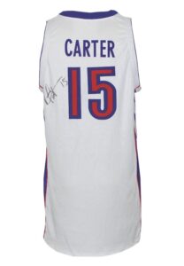 2000-01 Vince Carter Toronto Raptors Game-Used & Autographed Home Jersey (JSA)(Equipment Manager LOA)