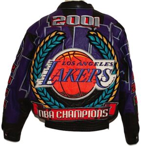 2000-2001 Kobe Bryant LA Lakers Worn Championship Jacket With Photos Of Kobe Wearing The Jacket