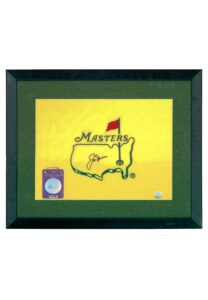 2000 Jack Nicklaus Signed Masters Tournament Pin Flag with Pass Framed