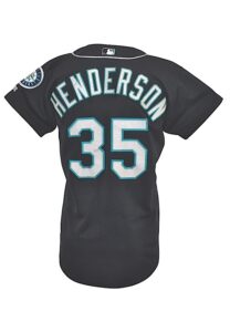 2000 Rickey Henderson Seattle Mariners Game-Used Black Alternate Jersey